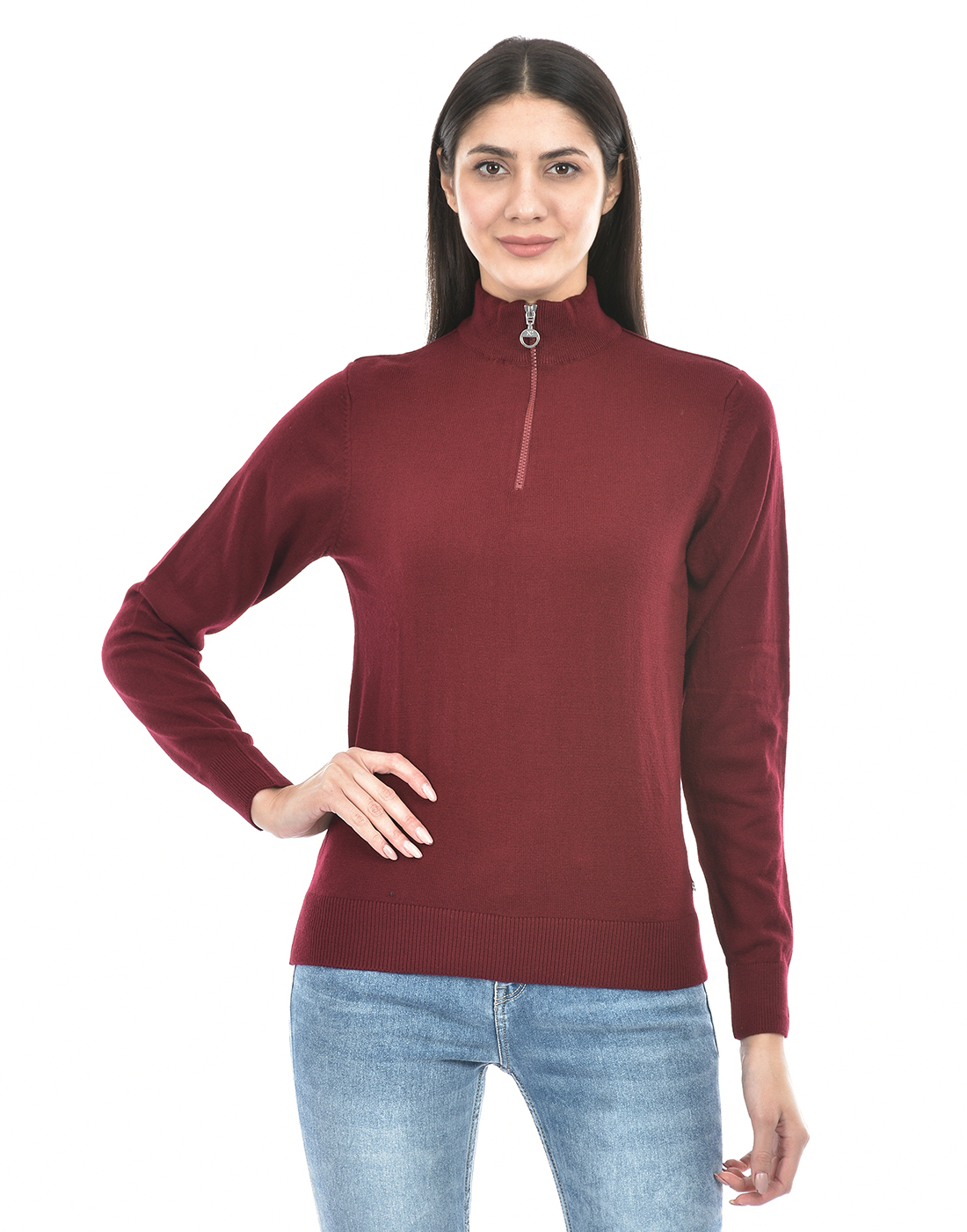 Numero Uno Women Solid Maroon Sweater